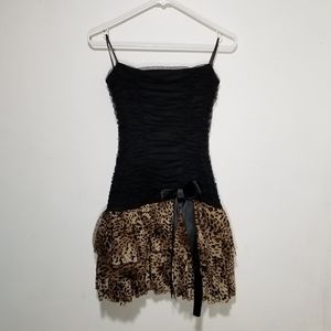 Strapless Leopard Print Mini Dress